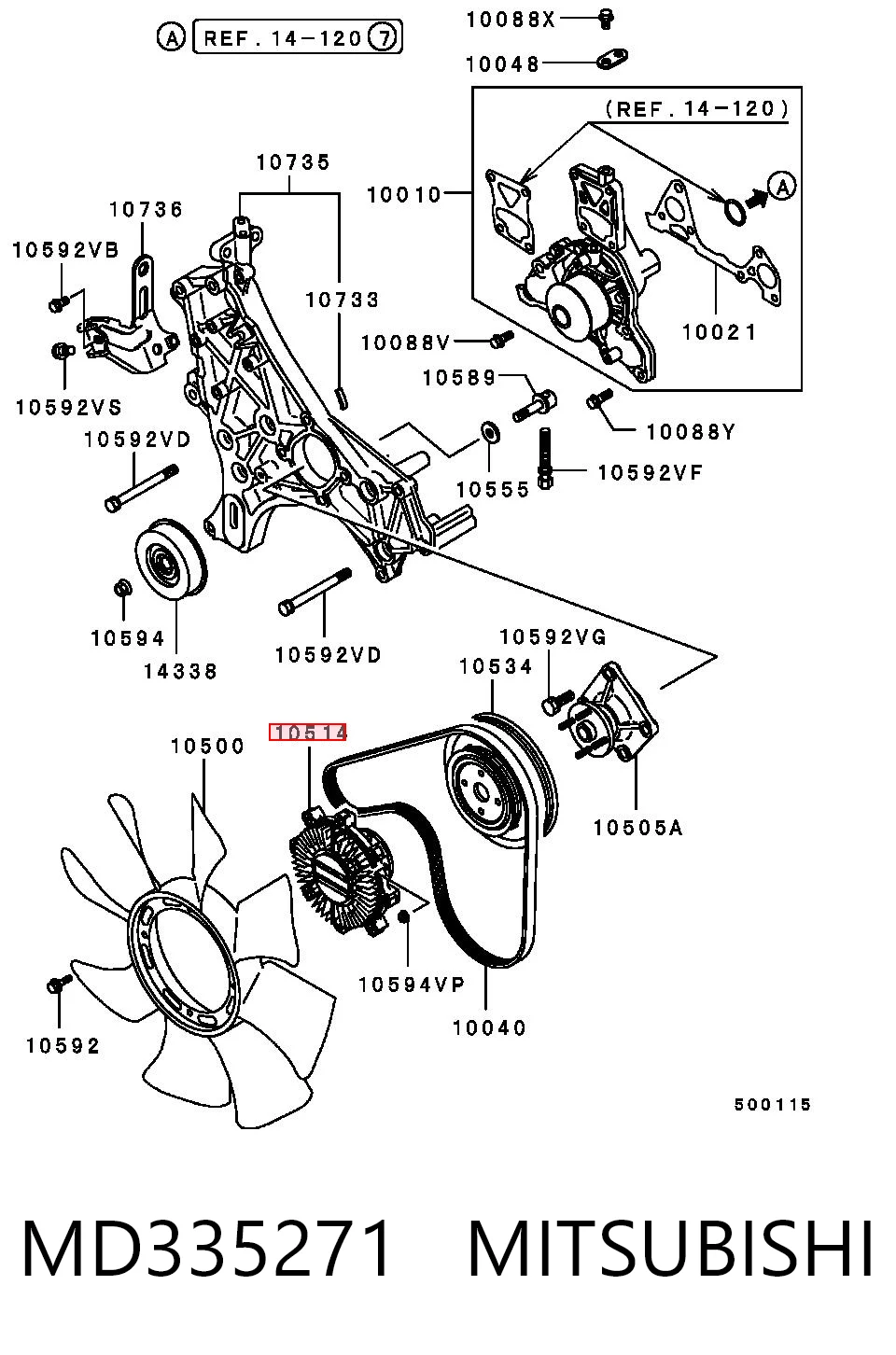 MD335271 Mitsubishi Embrague viscoso