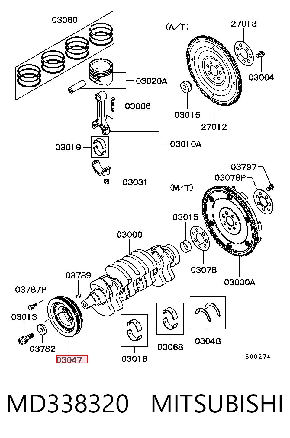 Polea del cigüeñal MD338320 MITSUBISHI