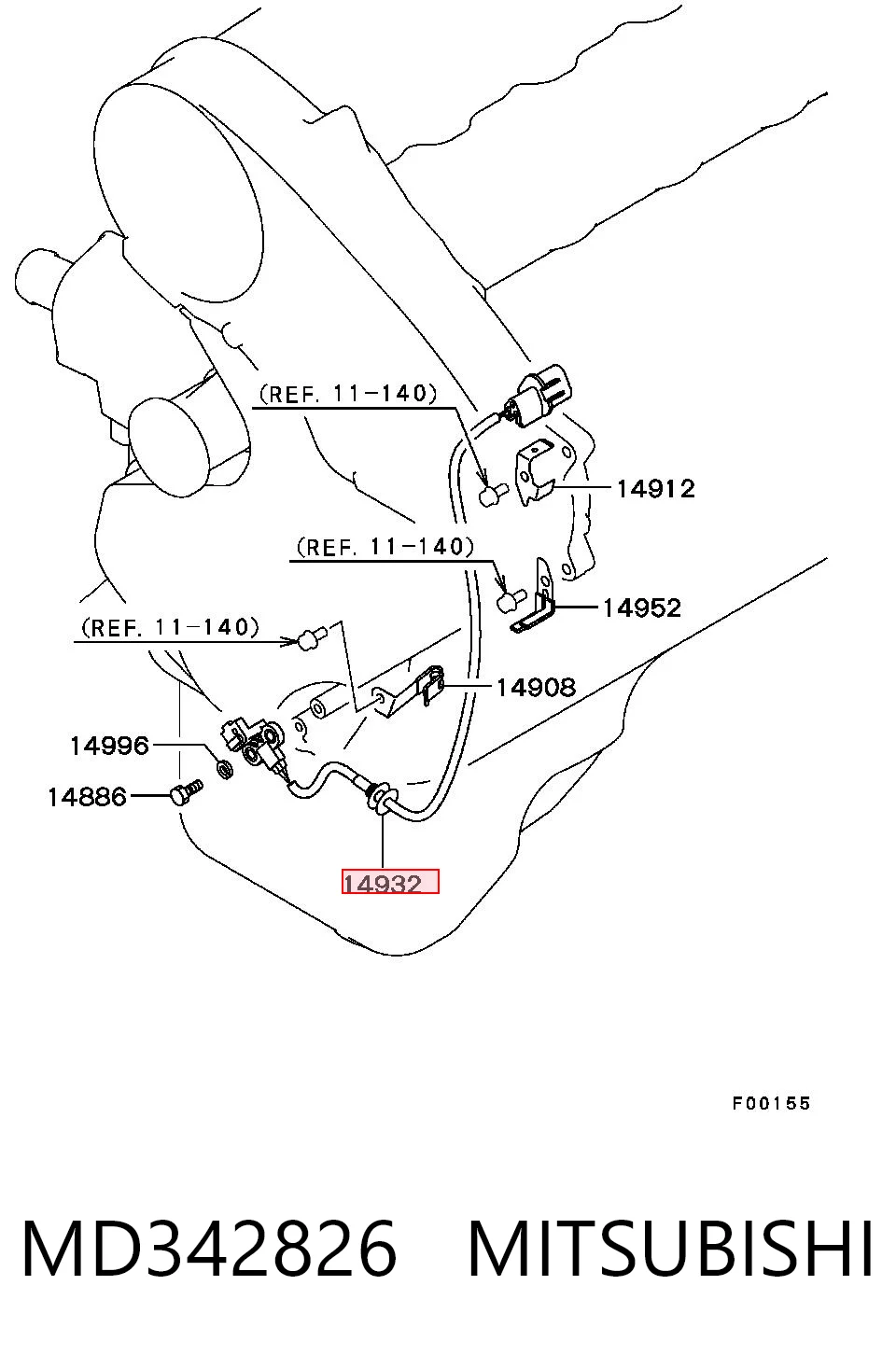 MD342826 Mitsubishi Sensor de posición del cigüeñal