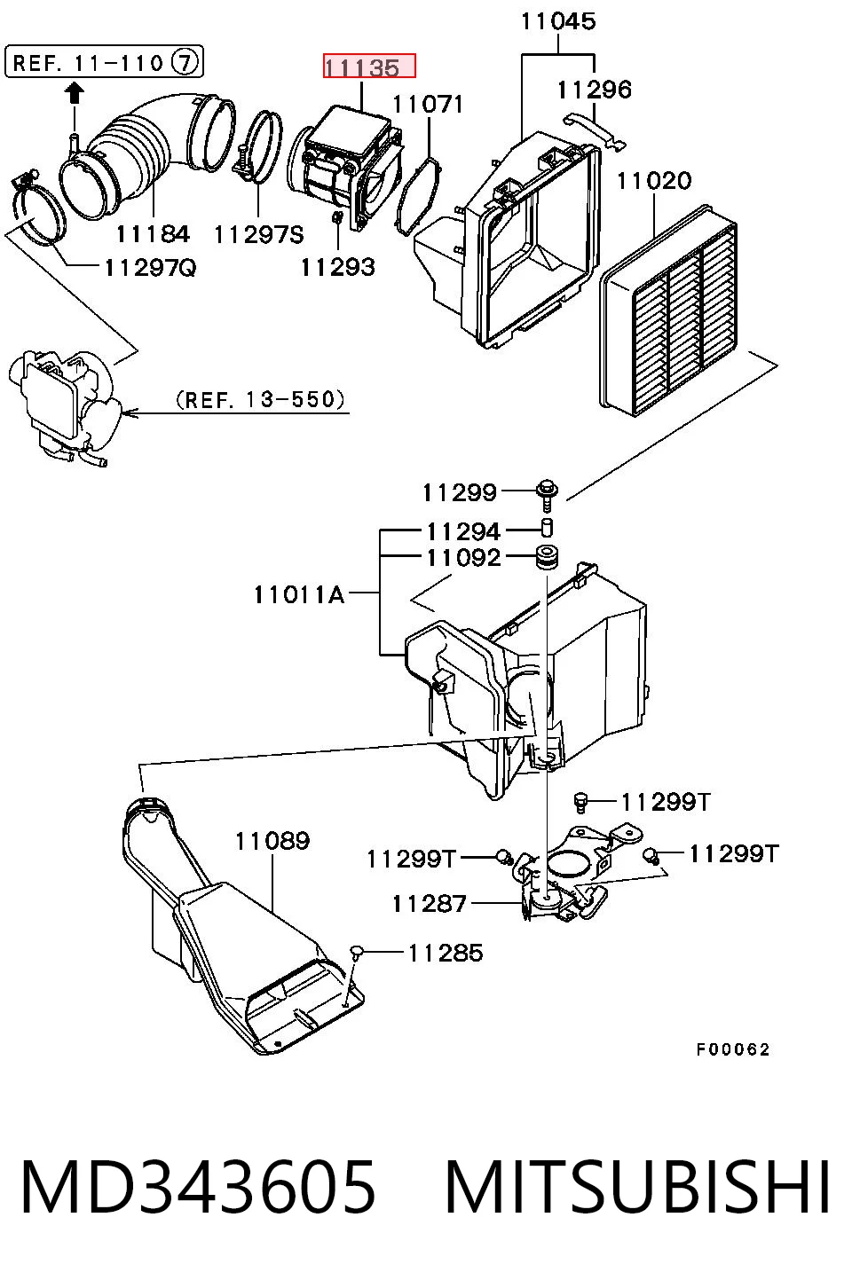 MD343605 Chrysler Sensor de flujo de aire