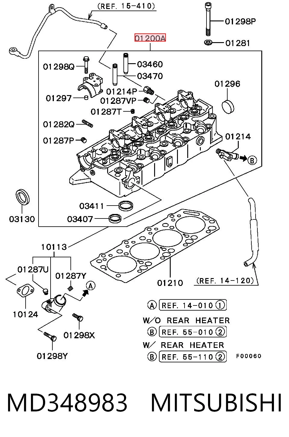 MD348983 Mitsubishi Cabeza del motor
