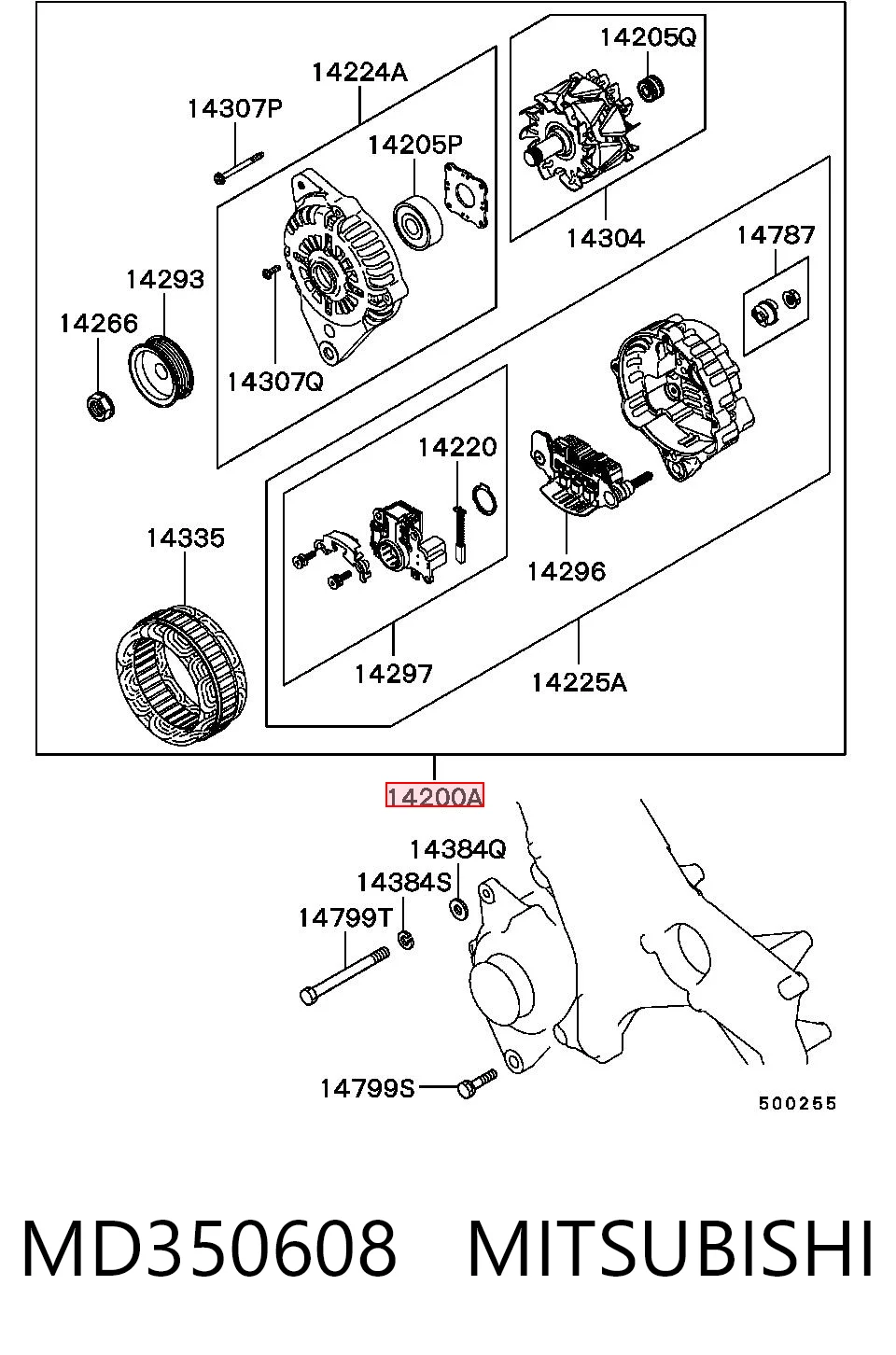 MD350608 Mitsubishi Alternador de coche