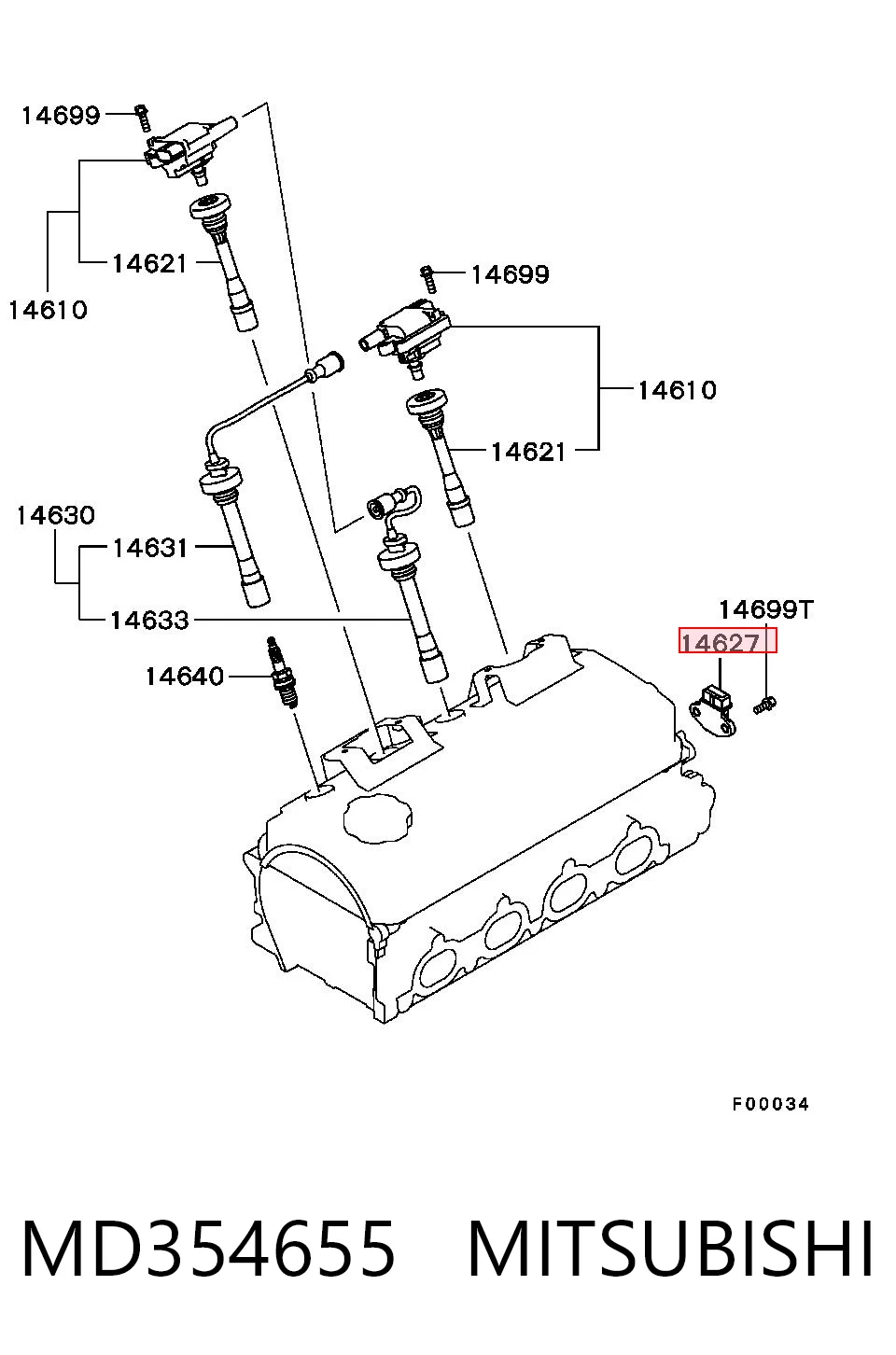 MD354655 Mitsubishi Sensor de detonación