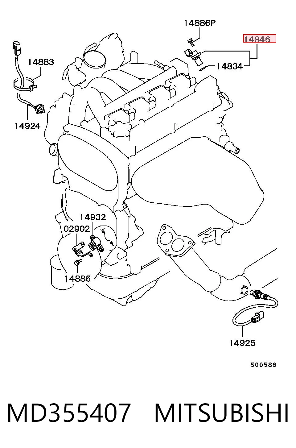 MD355407 Mitsubishi Sensor posición arbol de levas