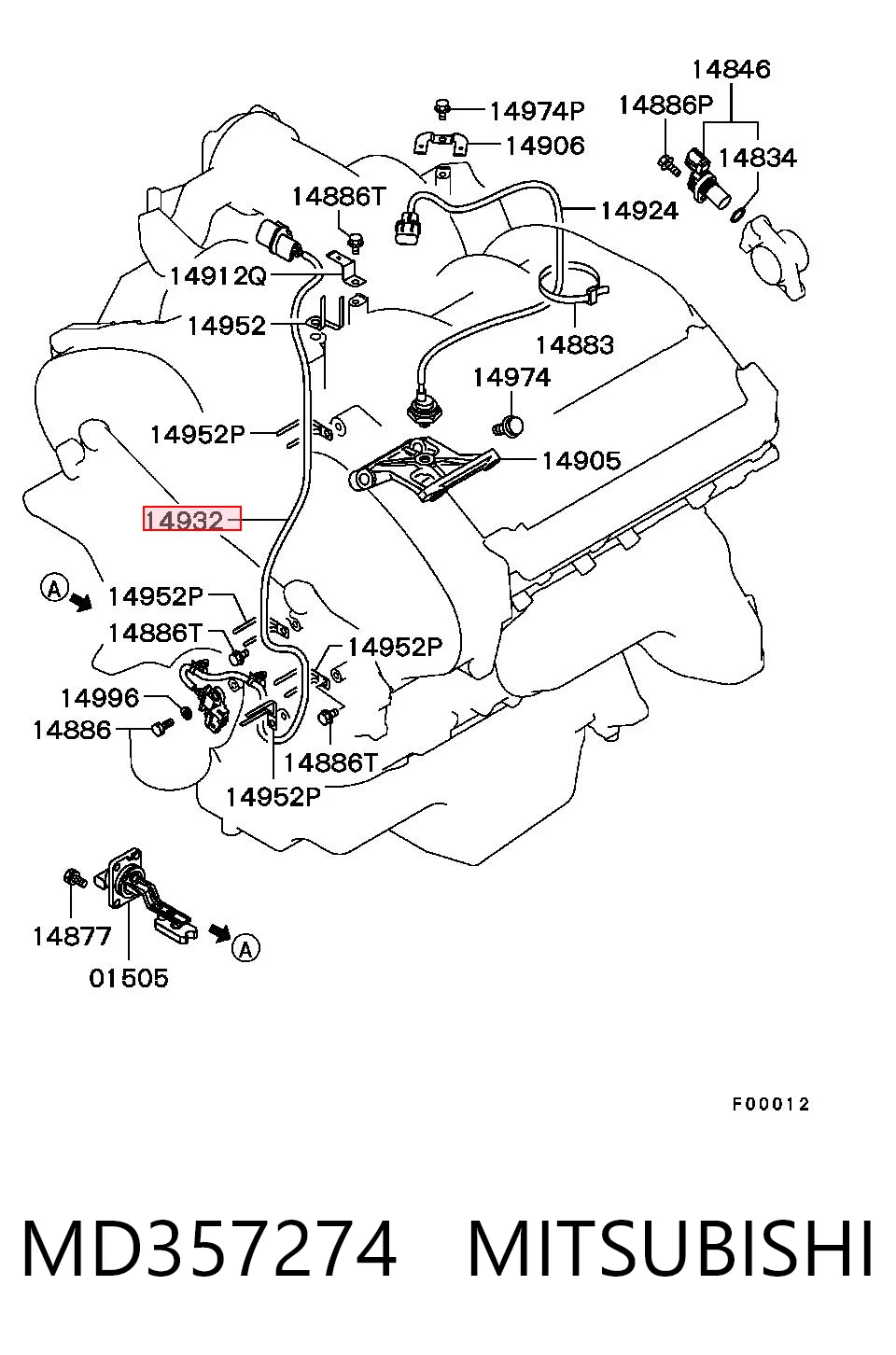 MD357274 Mitsubishi Sensor de posición del cigüeñal