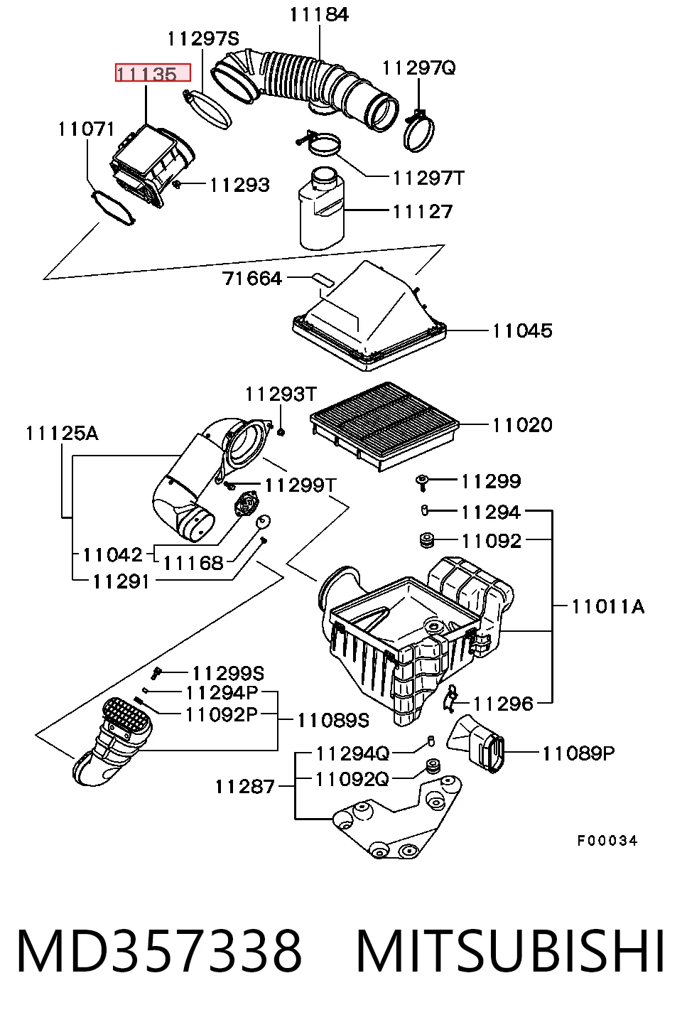 MD357338 Mitsubishi Sensor de flujo de aire