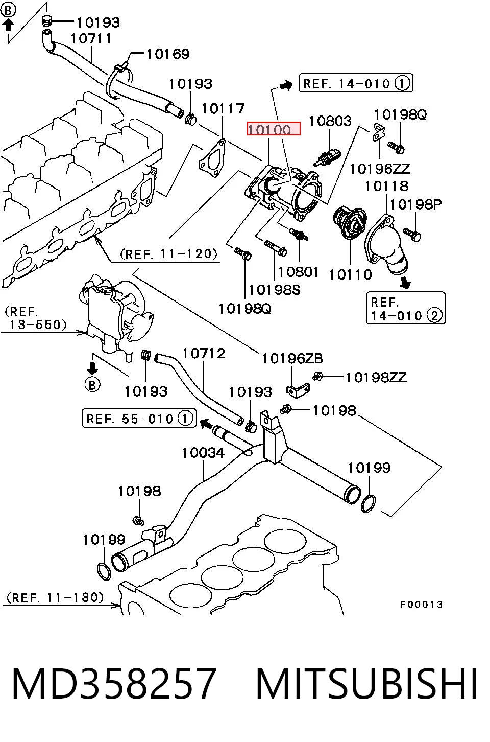 Carcasa del termostato MD358257 MITSUBISHI