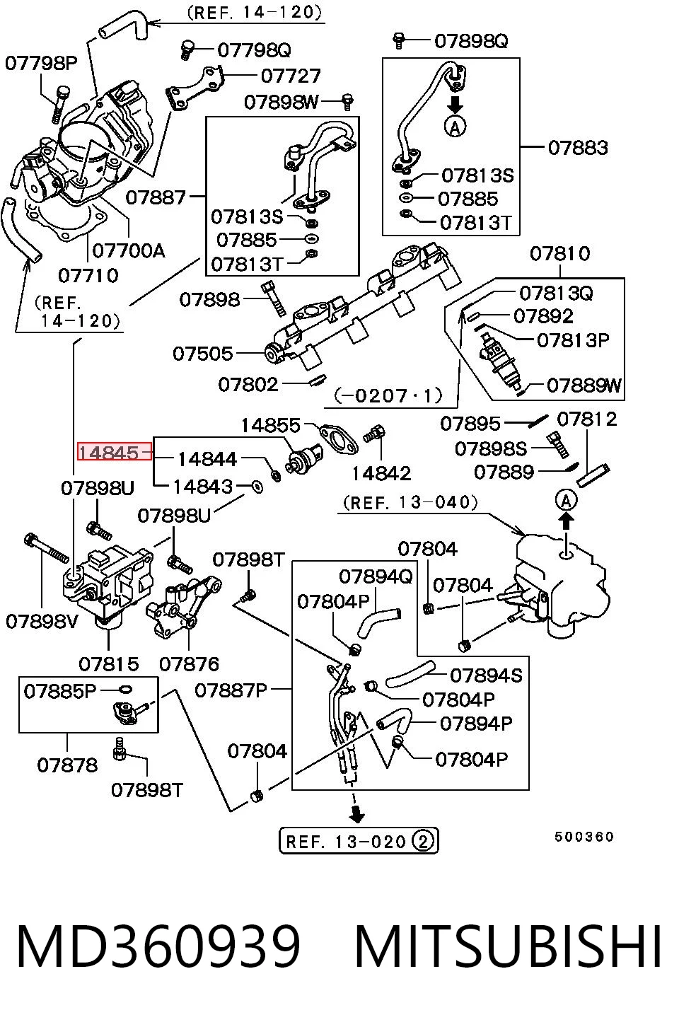 MD360939 Mitsubishi Sensor de presión de combustible