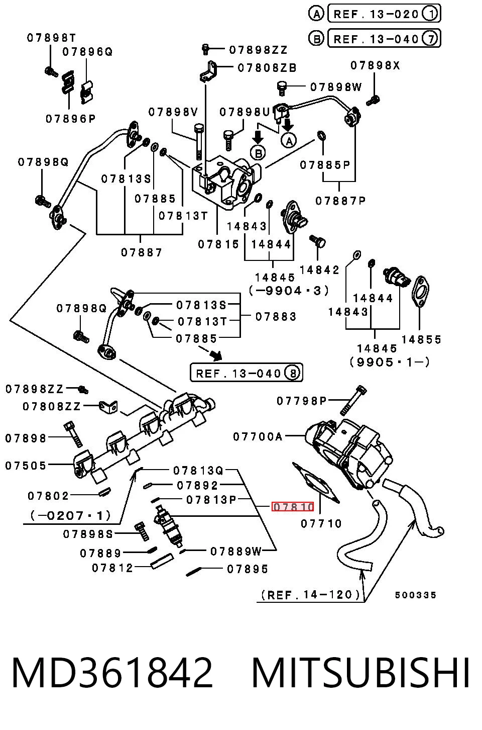 Inyector de combustible MD361842 MITSUBISHI