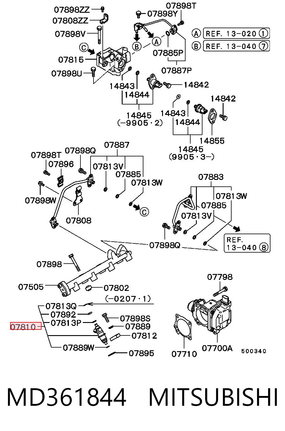 Inyector de combustible MD361844 MITSUBISHI
