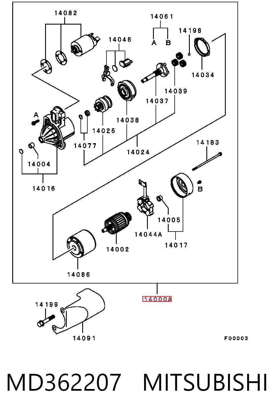 MD362207 Mitsubishi Arranque motores