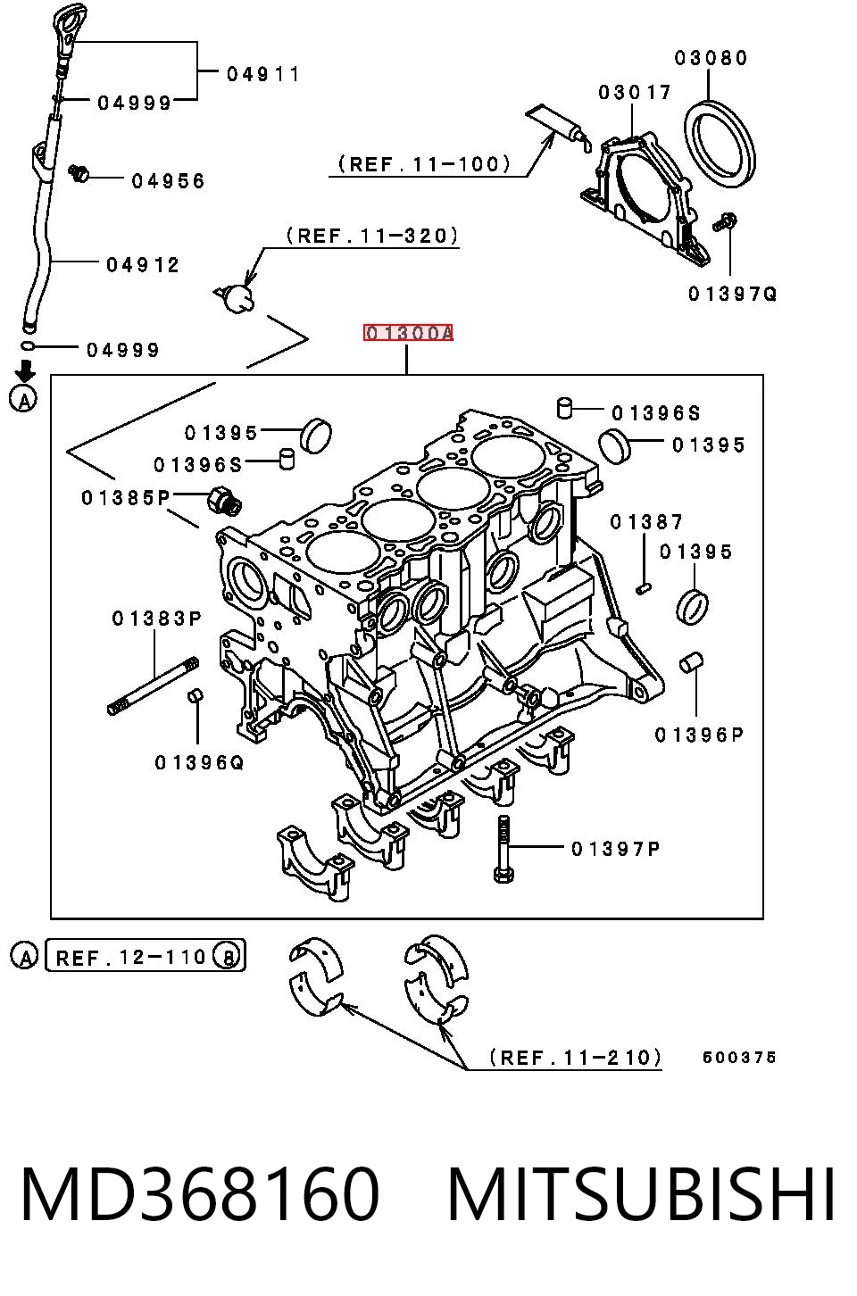Bloque de cilindros del motor MD368160 MITSUBISHI