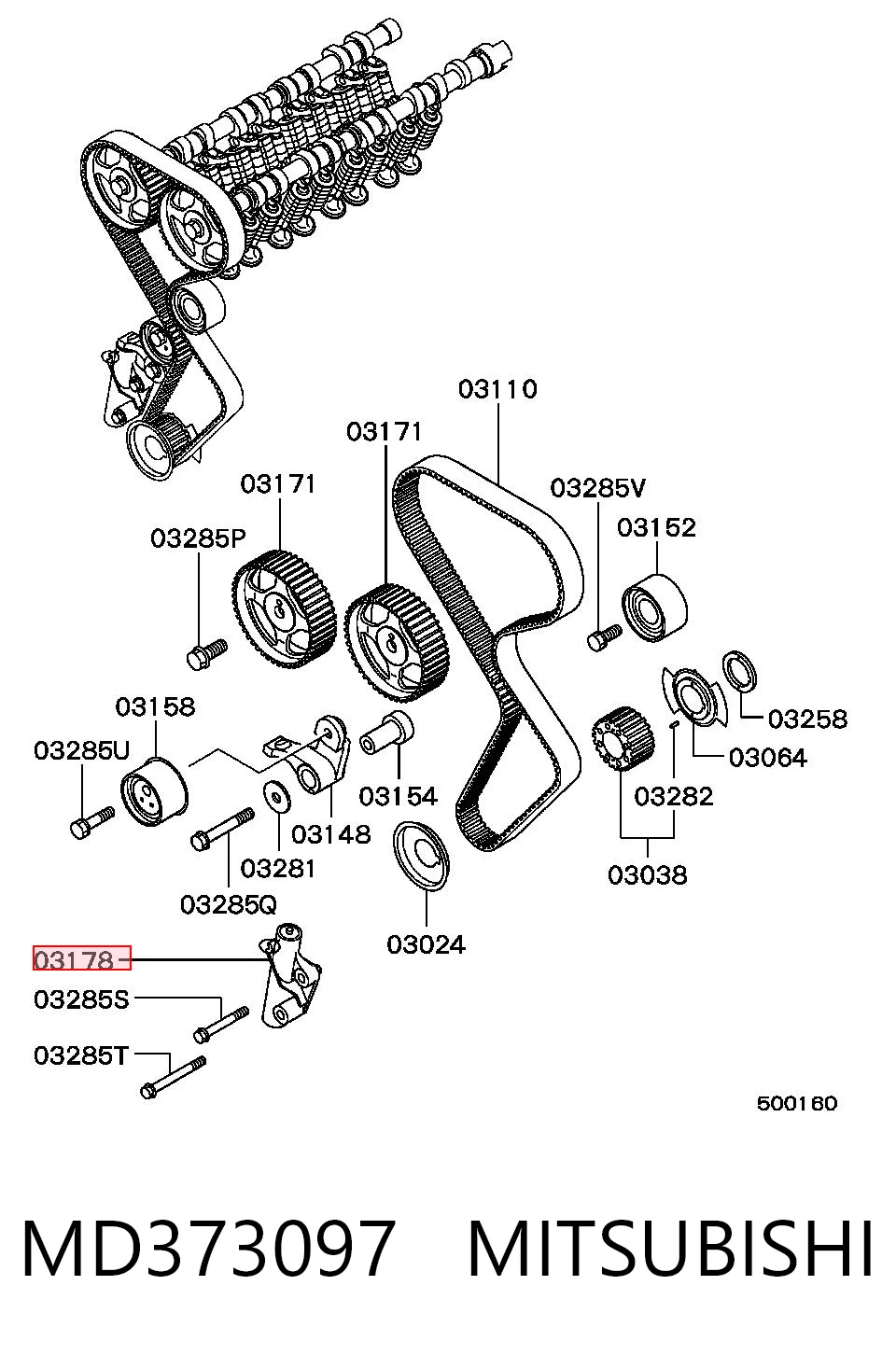 MD373097 Mitsubishi Tensor, correa dentada