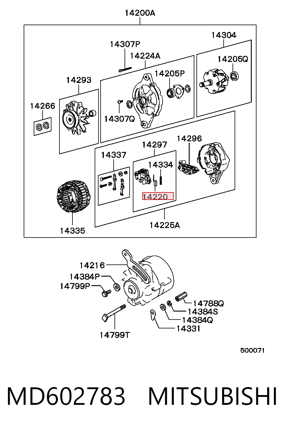 Escobilla del alternador MD602783 MITSUBISHI