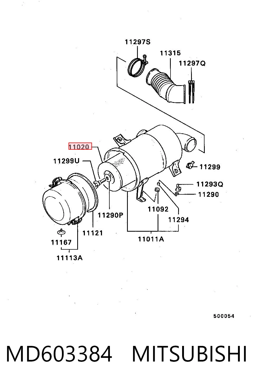 MD603384 Mitsubishi Filtro de aire de motor