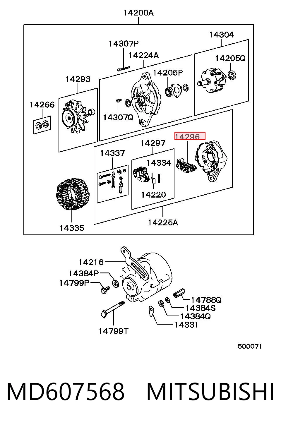 MD607568 Mitsubishi Puente de diodos, alternador