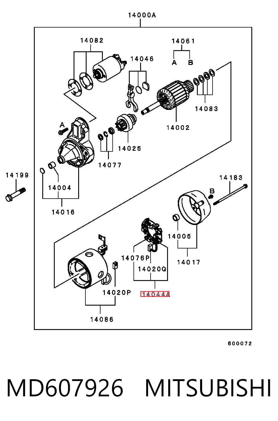 Portaescobillas de arranque MD607926 MITSUBISHI