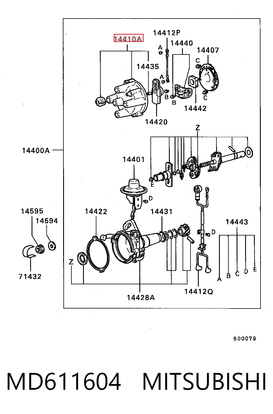 Tapa del distribuidor de encendido MD611604 MITSUBISHI