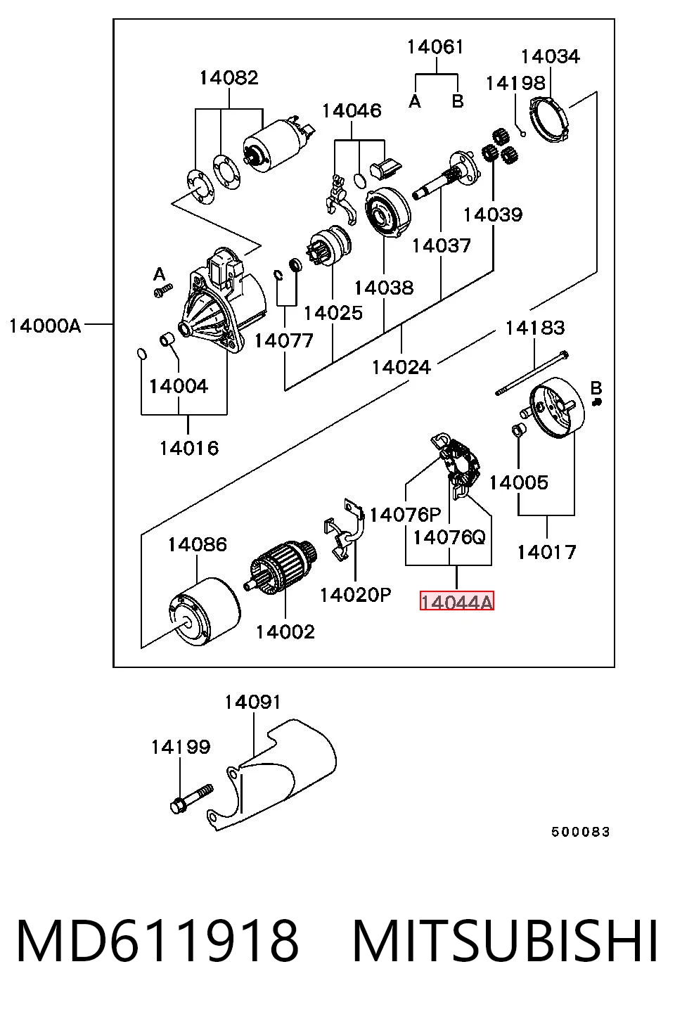 Portaescobillas de arranque MD611918 MITSUBISHI