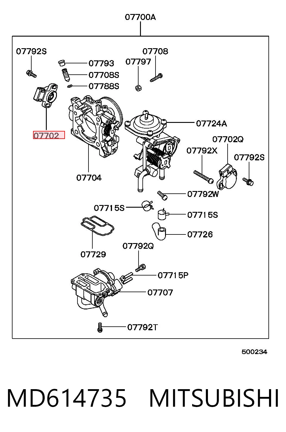 MD614735 Mitsubishi Sensor de posición del acelerador