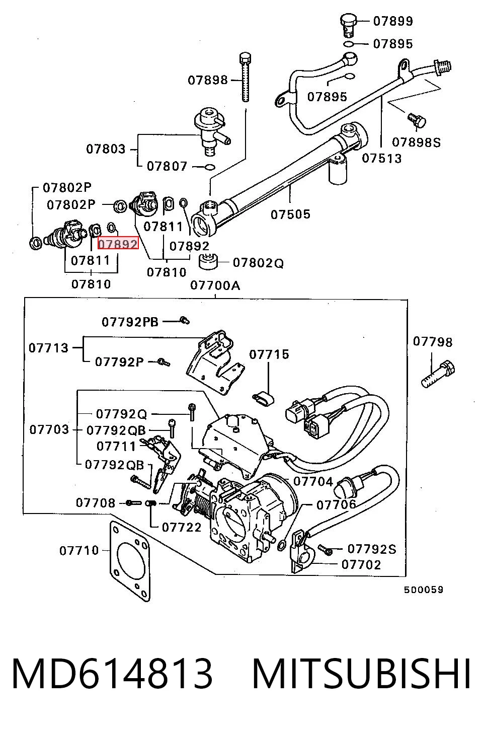 Arandela de asiento del inyector MD614813 MITSUBISHI