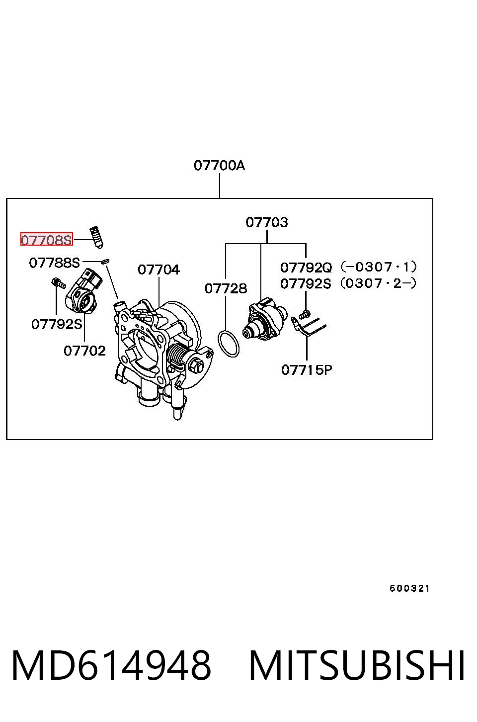 MD614948 Mitsubishi Regulador de la mariposa