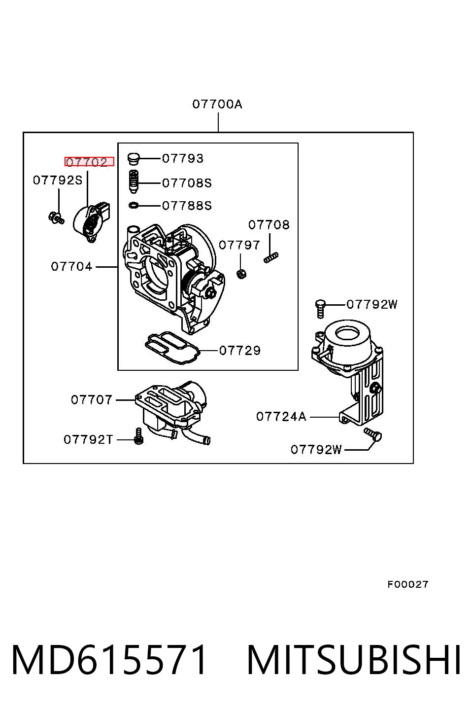 MD615571 Mitsubishi Sensor de posición del acelerador