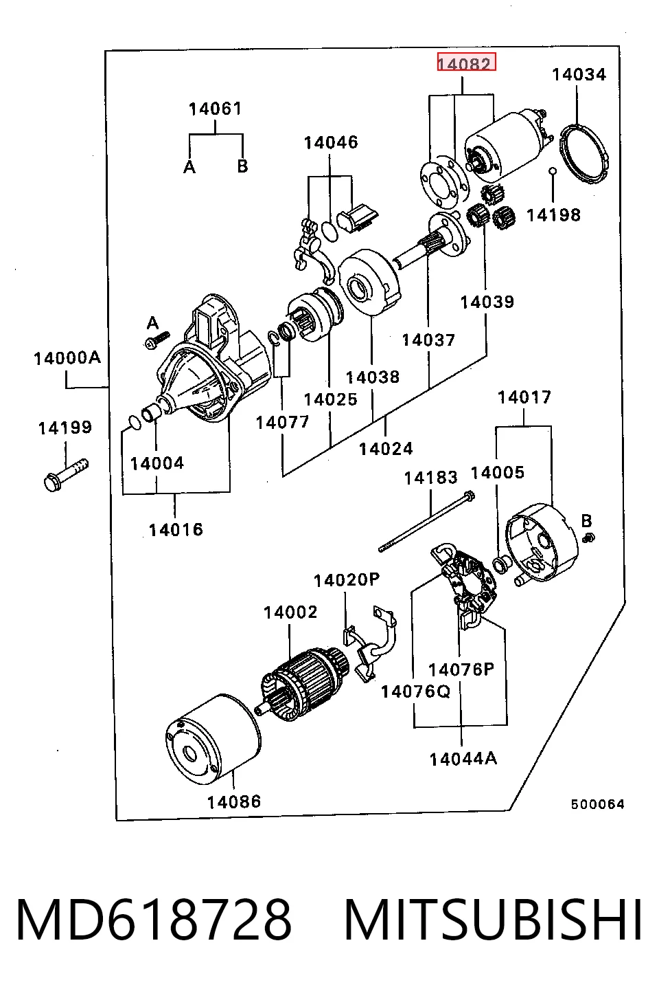 MD618728 Mitsubishi Solenoide arranque