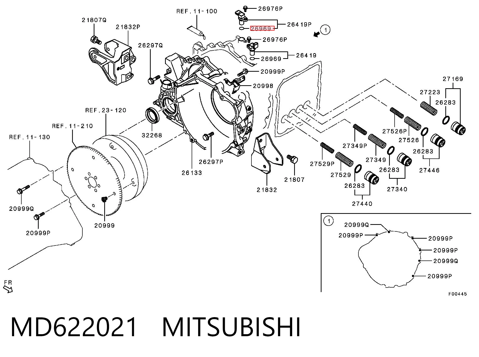 MD622021 Mitsubishi Anillo de sellado del sensor de velocidad de la transmisión