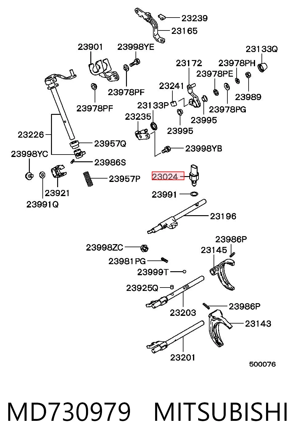MD730979 Mitsubishi Interruptor de marcha atras