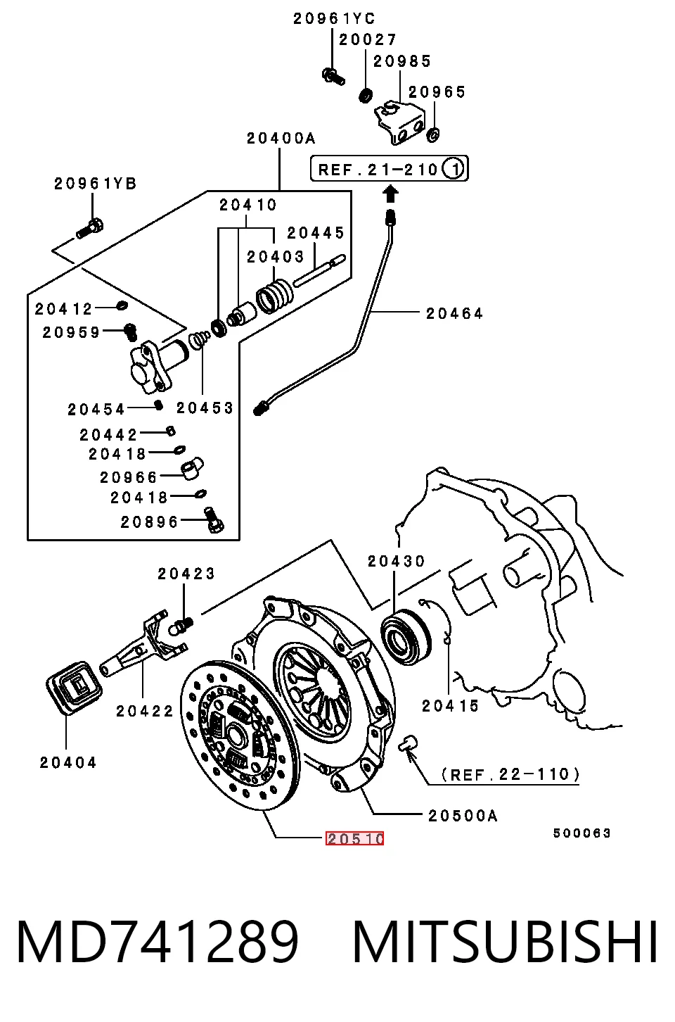 Disco de embrague MD741736 Chrysler