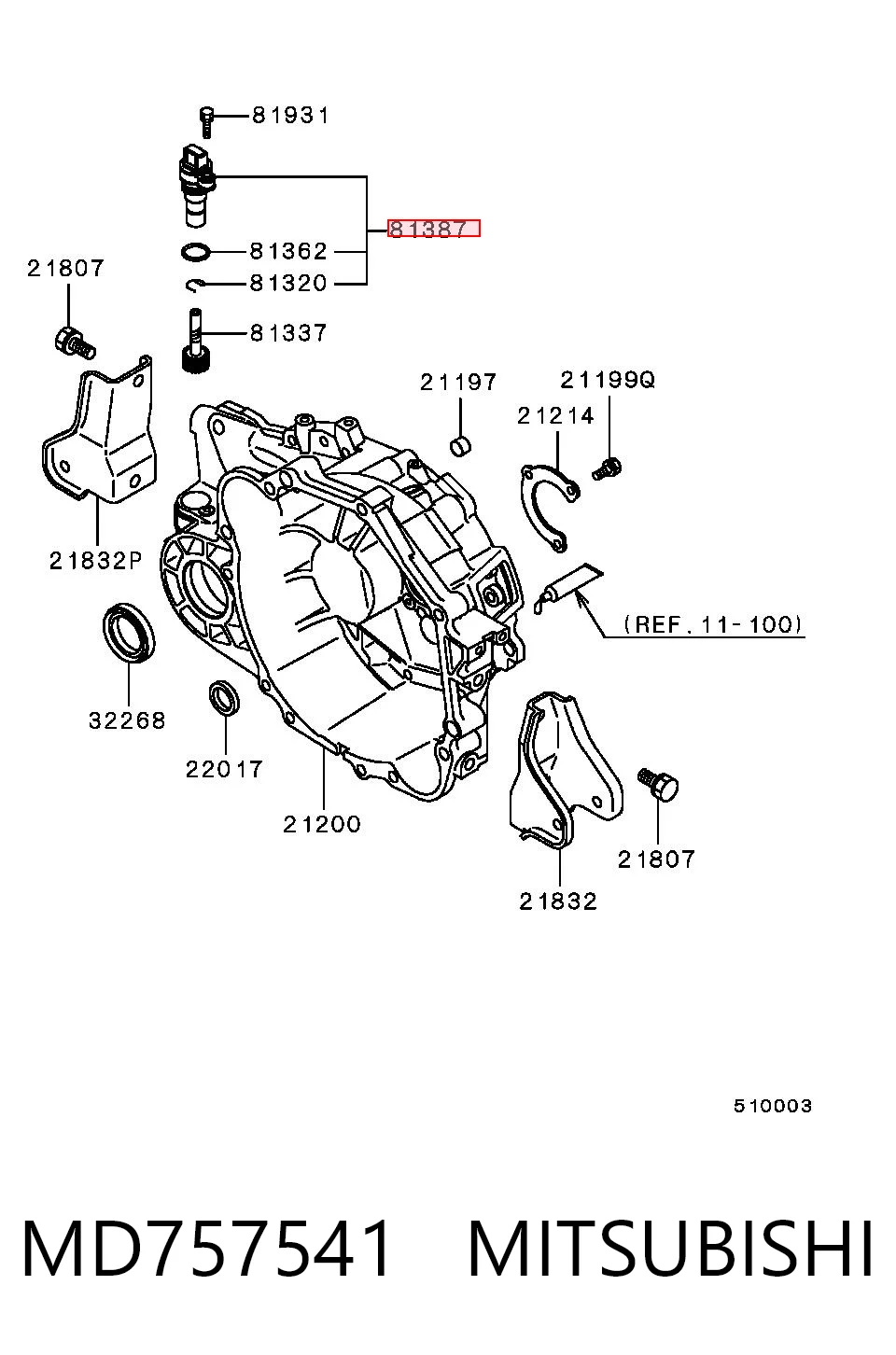 MD757541 Mitsubishi Captador de velocidad