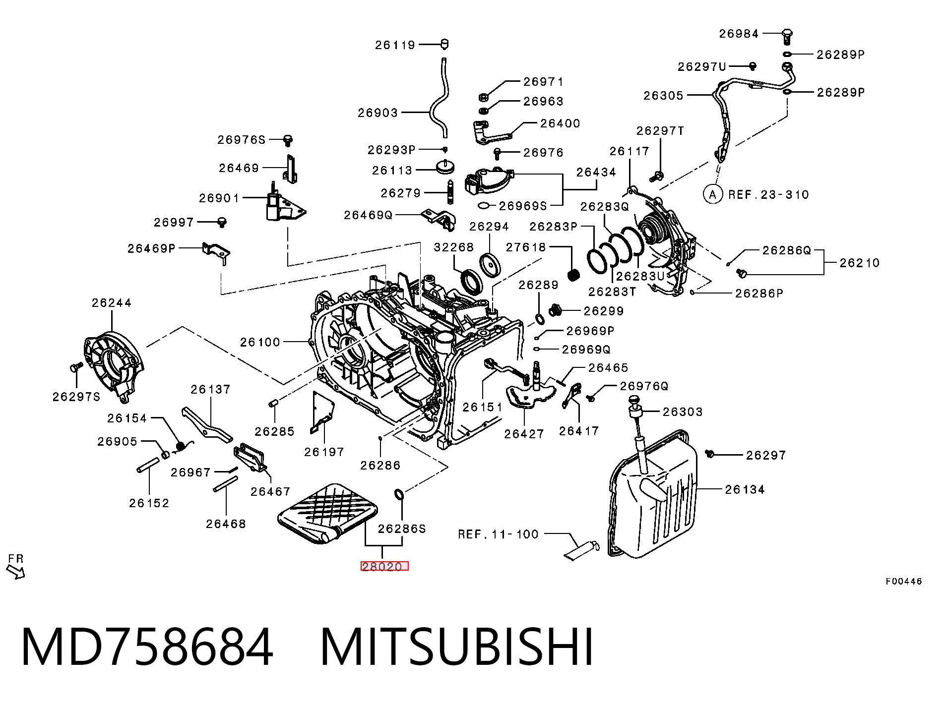 MD758684 Mitsubishi Filtro hidráulico transmisión automática