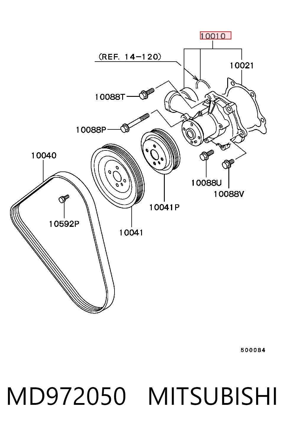 Bomba de agua MD972050 MITSUBISHI