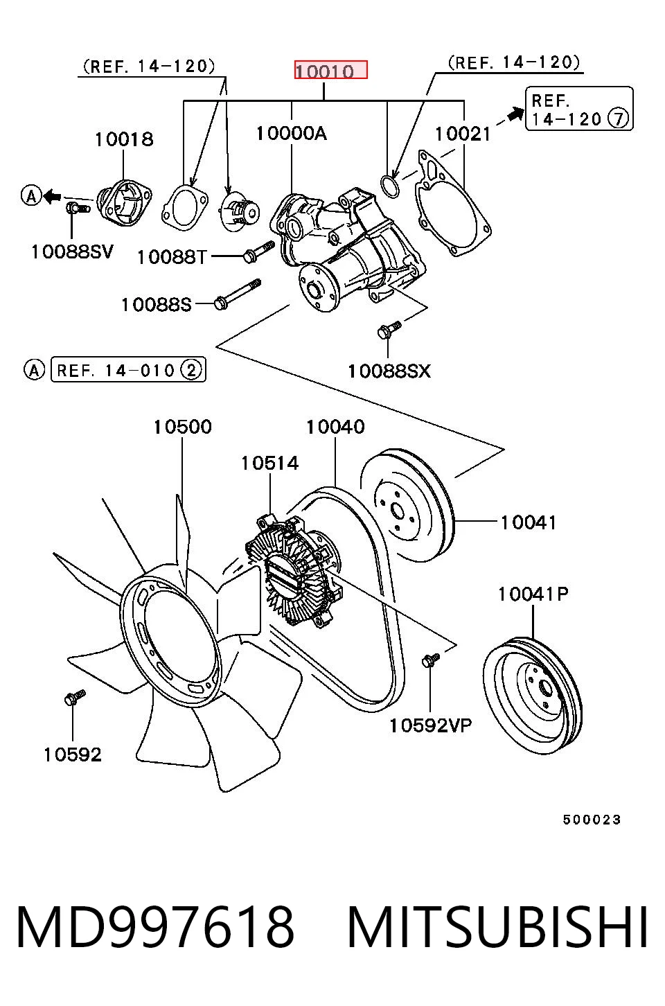 Bomba de agua MD997618 MITSUBISHI