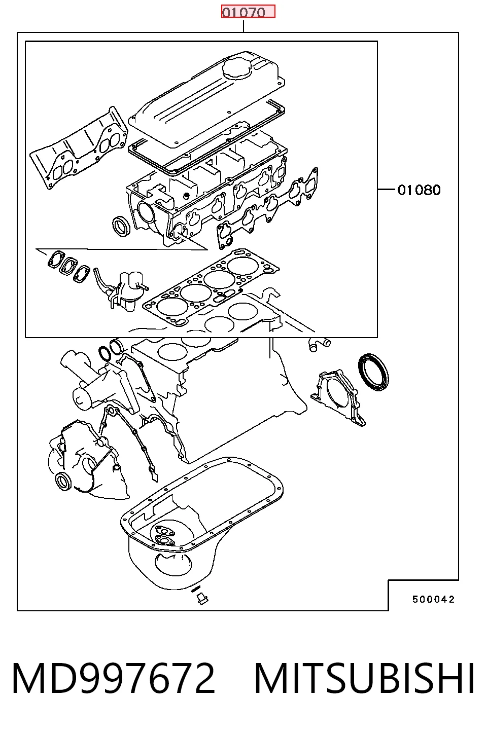 Juego juntas motor para Mitsubishi Lancer V CB, CD, CE