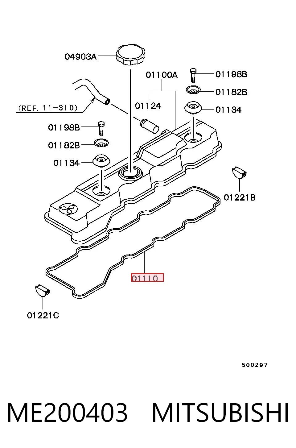 Junta de tapa de válvulas para Mitsubishi Canter  (FE5, FE6)