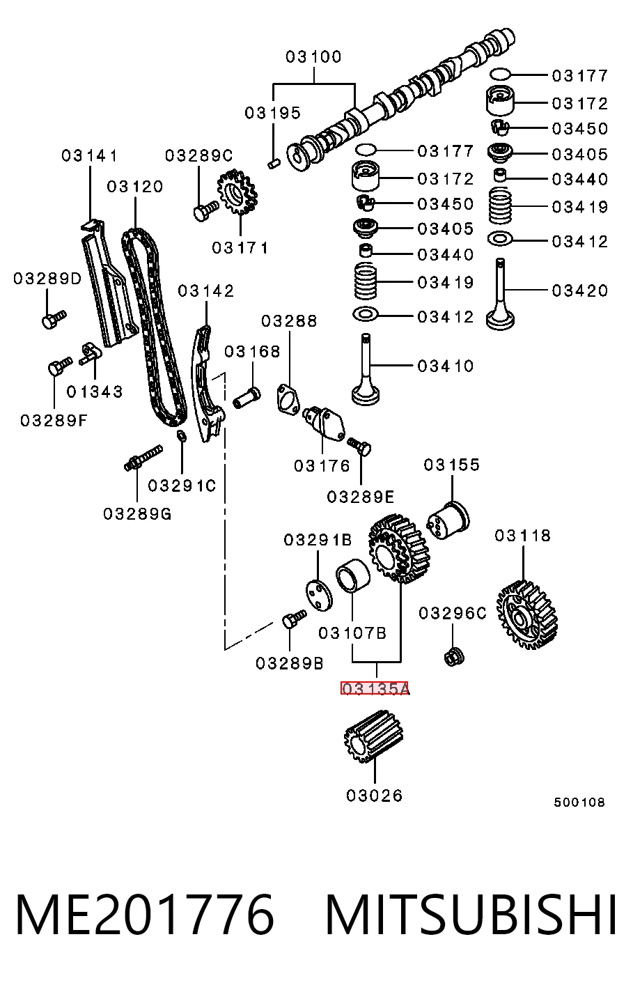 Engranaje árbol de levas para Mitsubishi Pajero II Canvas Top V2W, V4W