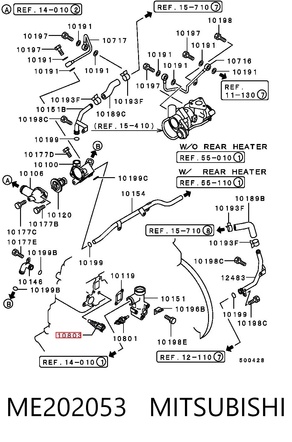 ME202053 Mitsubishi Sensor temperatura refrigerante