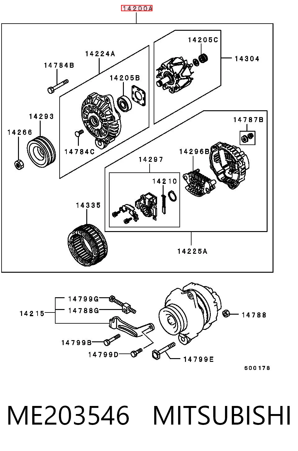 ME203546 Mitsubishi Alternador de coche
