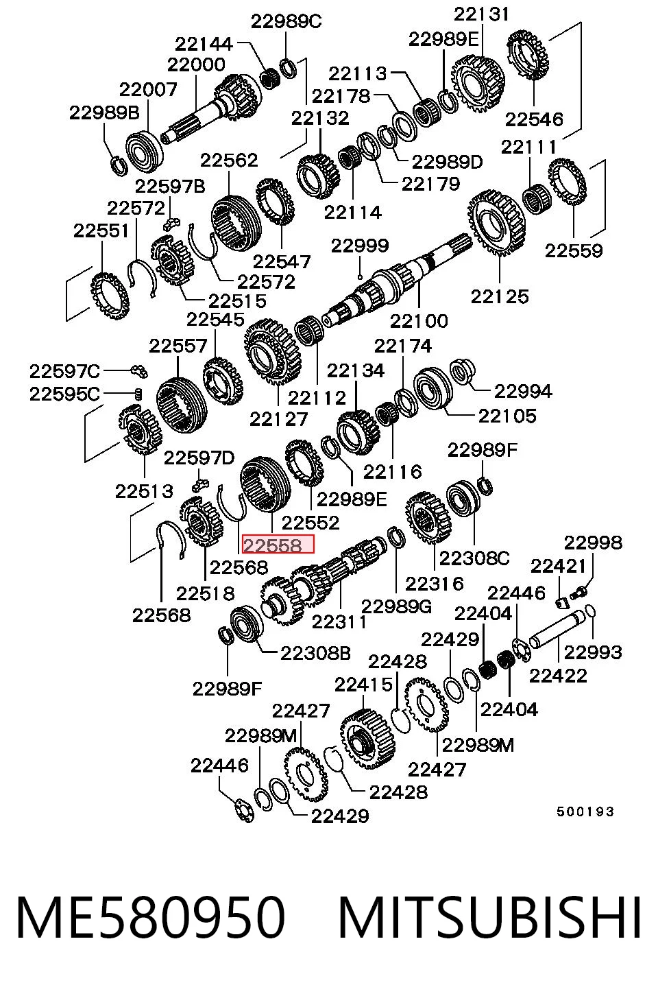 Anillo exterior sincronizador caja cambio de 3ª/4ª velocidad ME580950 MITSUBISHI