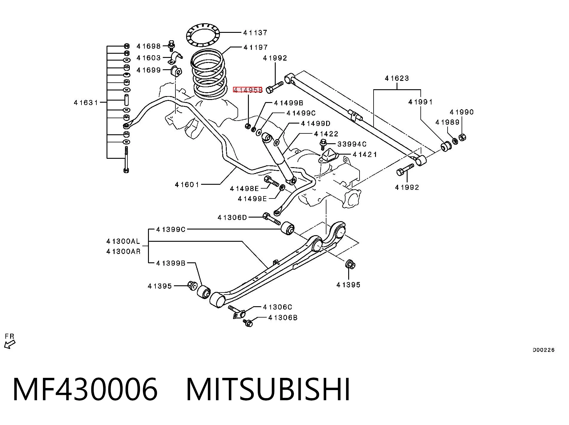 Tuerca del perno del eje de transmisión MF430006 MITSUBISHI