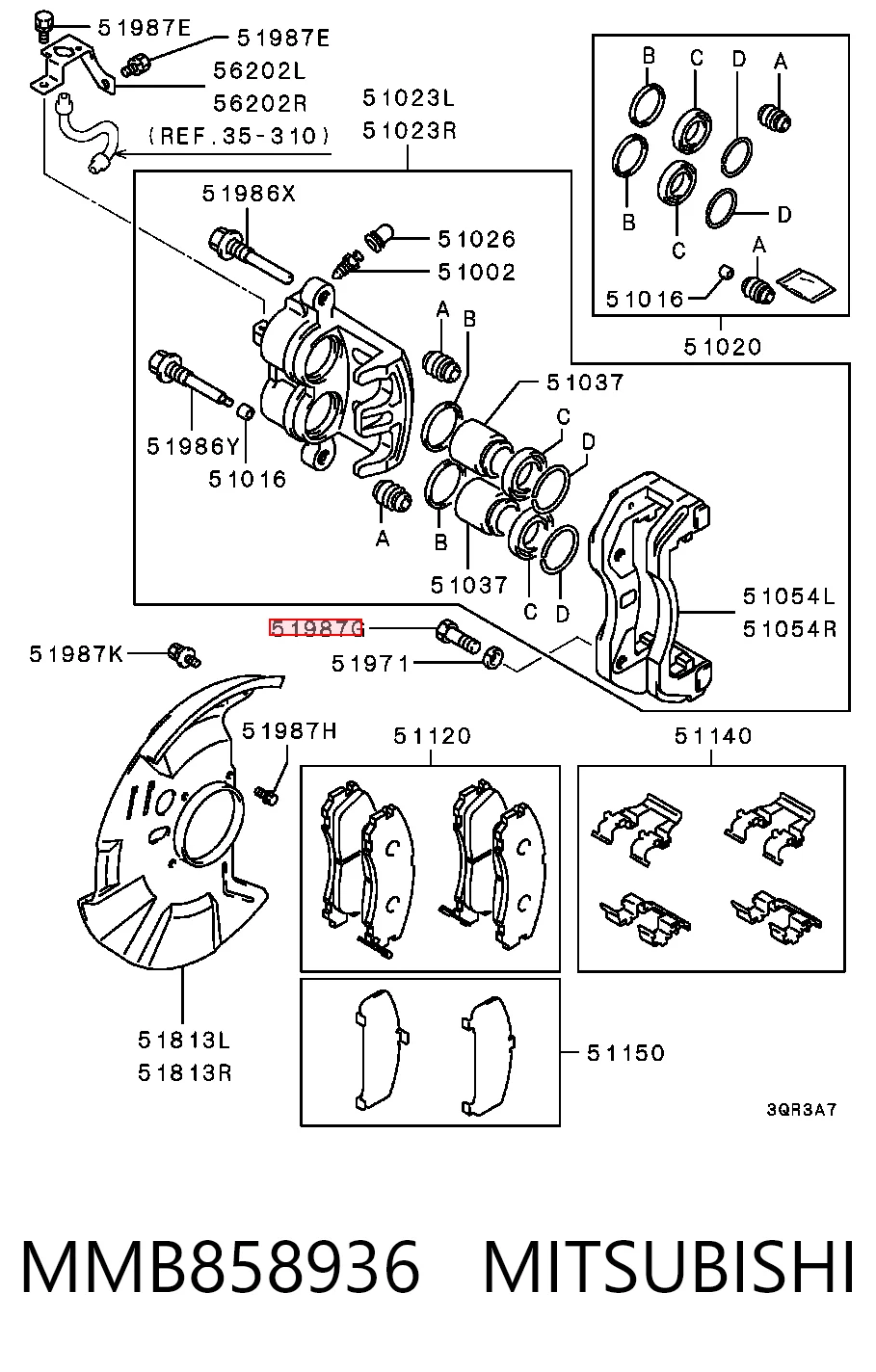Tornillo de la pinza de freno MMB858936 MITSUBISHI