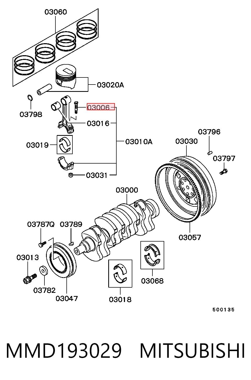 MD193029 Chrysler Tornillo de biela