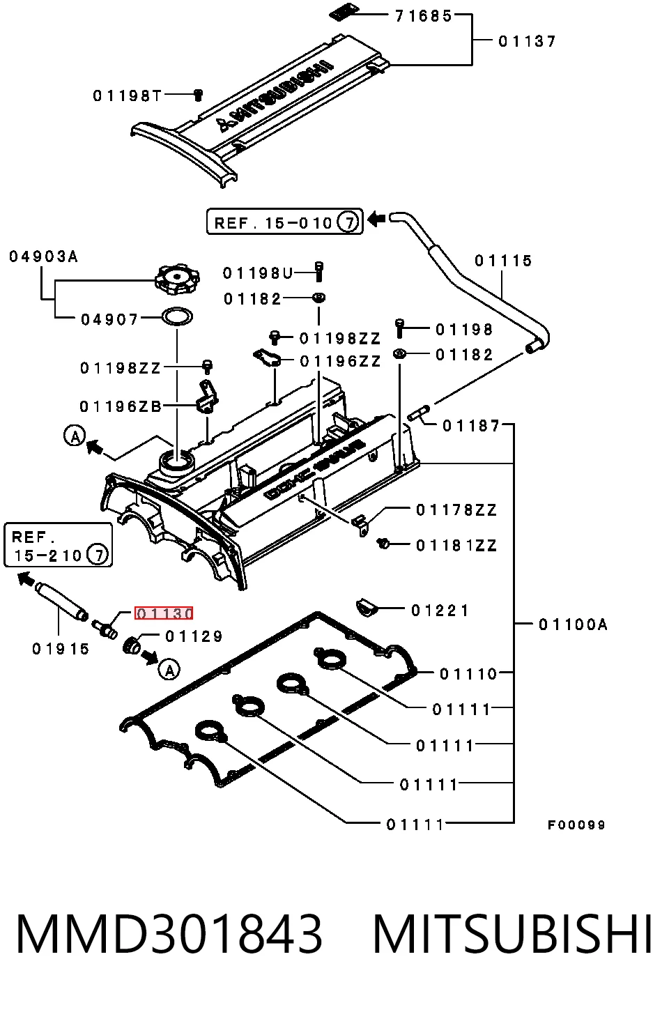 Válvula de ventilación del cárter para Mitsubishi Lancer V CB, CD, CE