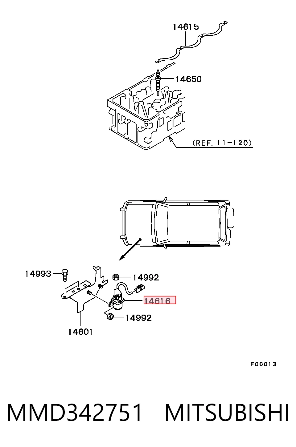 Relé de bujías de precalentamiento MMD342751 MITSUBISHI