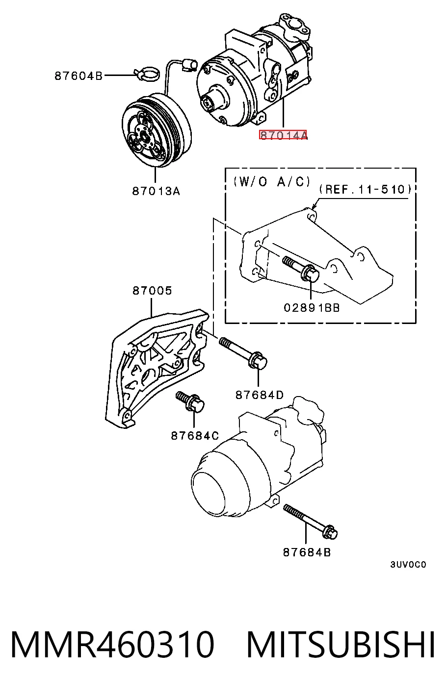 Compresor de aire acondicionado MMR460310 MITSUBISHI