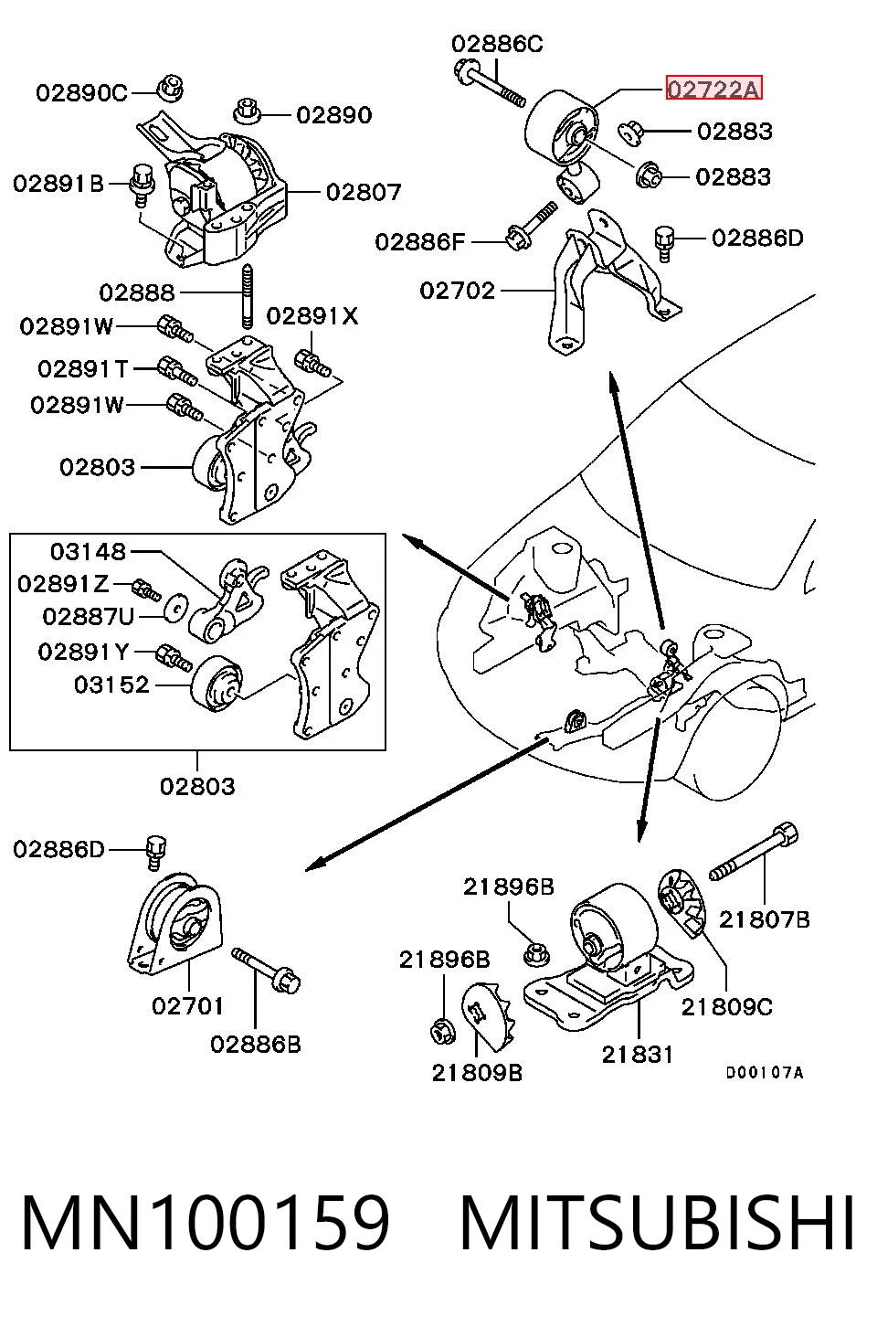 Comprar Soporte trasero del motor Mitsubishi Outlander I CU a bajo precio