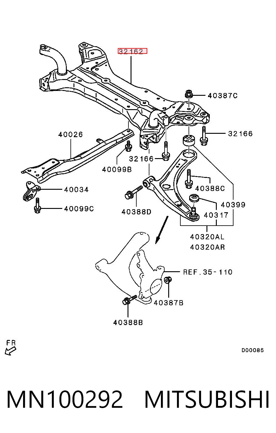 MN100292 Mitsubishi Subchasis delantero