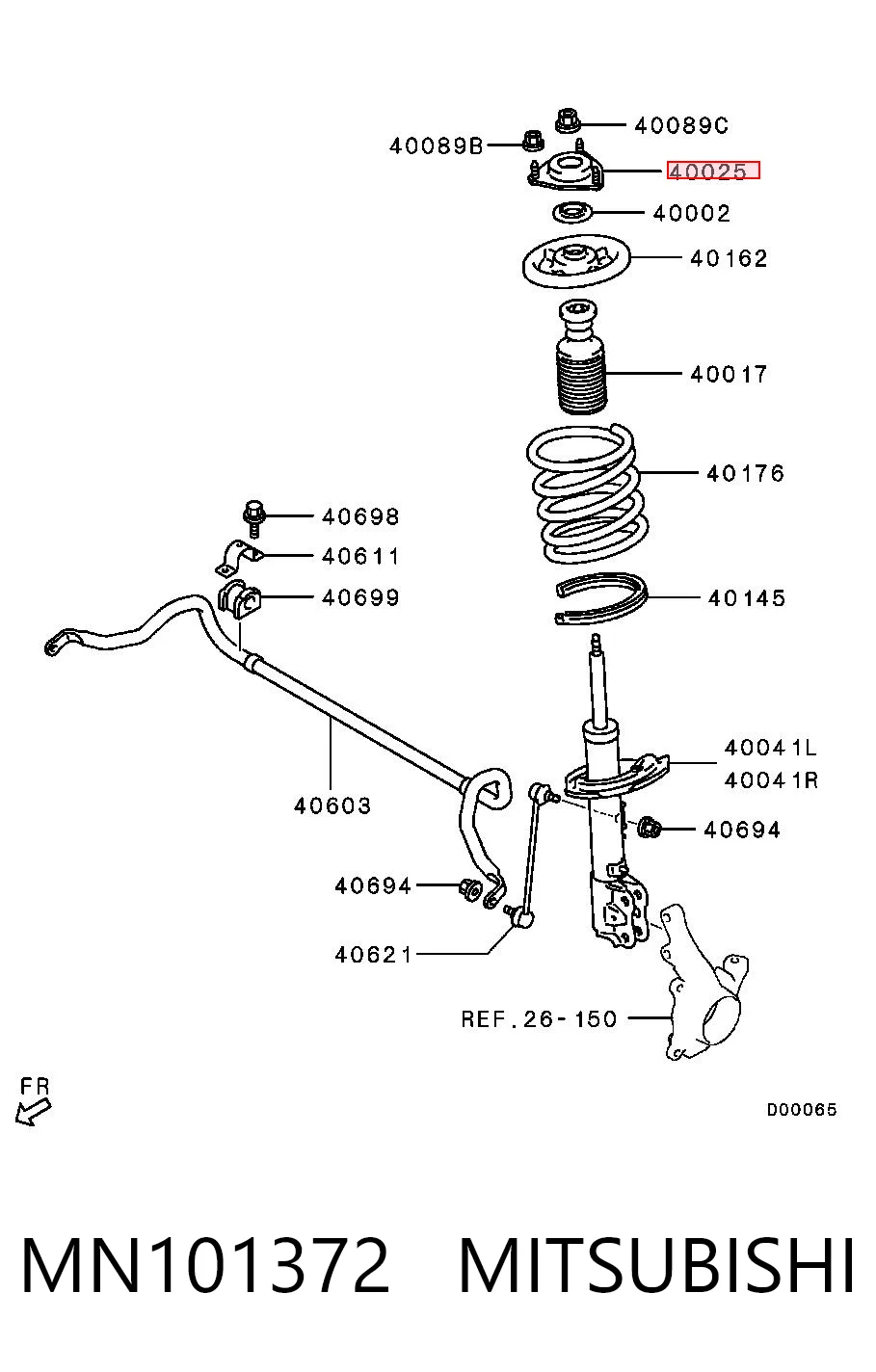 MN101372 Mitsubishi Soporte del amortiguador delantero